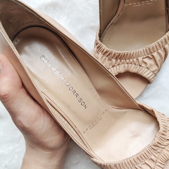 Sigerson Morrison NWT Leather Nude Wedge Heels - Picture 13 of 15